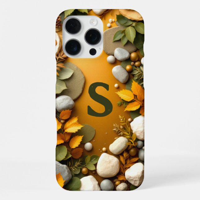 Rustic Leaf & Stone iPhone Case (Back)
