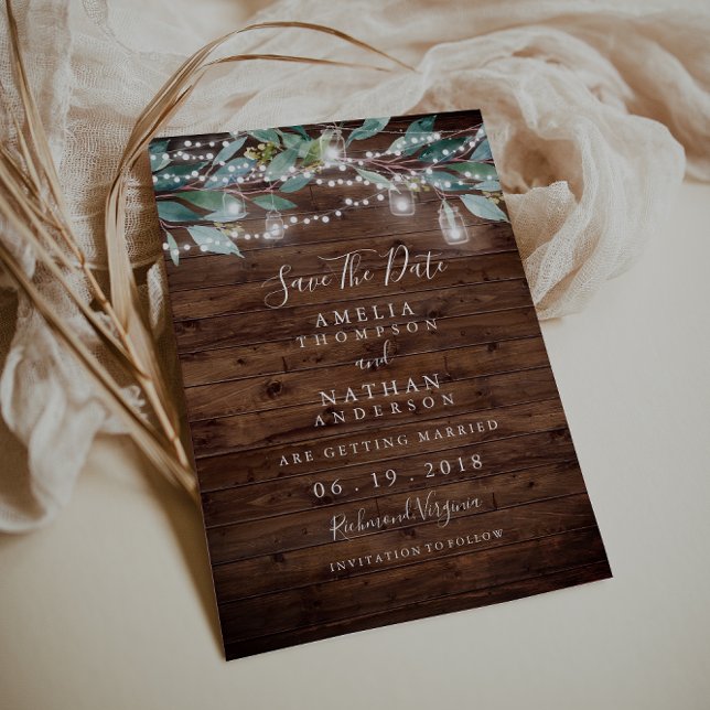 Rustic Leaf String Lights Save The Date (Creator Uploaded)