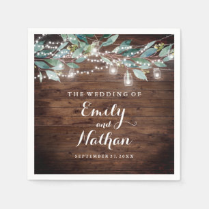 Rustic Leaf String lights Wedding Napkin