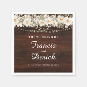 Rustic Leaf String lights Wedding Napkin