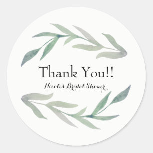 Rustic Leaf Watercolor Elegant Party Wedding Favou Classic Round Sticker