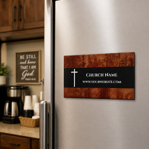 Rustic Leather Cross Church Pastor Business Card