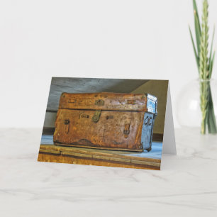 Rustic Leather Trunk in Attic Card