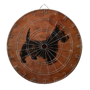 Rustic Leather with Scottish Terrier Illustration Dartboard