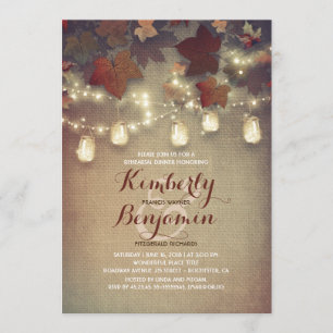 Rustic Leaves and Mason Jars Fall Rehearsal Dinner Invitation