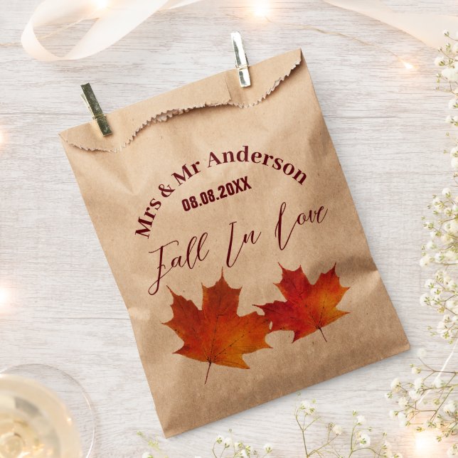 Rustic Leaves Fall in Love Autumn Wedding Favour Favour Bag (Clipped)