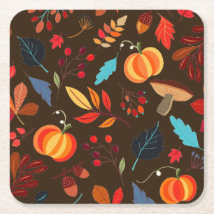 Rustic Leaves & Pumpkins Coaster