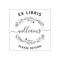 Rustic Leaves Script Family Name Ex Libris Book