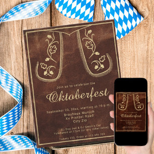 Rustic Lederhosen Oktoberfest Party Invitation