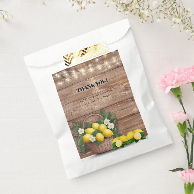 Rustic Lemon Basket Modern Cute Baby Shower Favour Bag (Sealed)