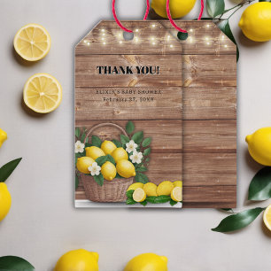 Rustic Lemon Basket Modern Cute Baby Shower Gift Tags