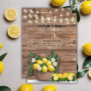 Rustic Lemon Basket Modern Cute Baby Shower Invitation