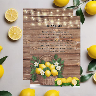 Rustic Lemon Basket Modern Cute Baby Shower Thank You Card