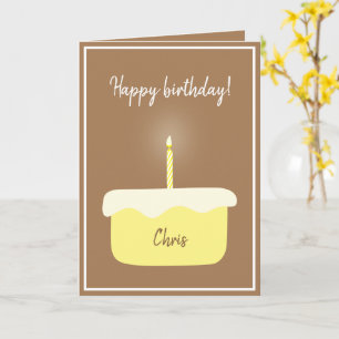 Rustic Lemon Birthday Cake w/ Glowing Lit Candle Card
