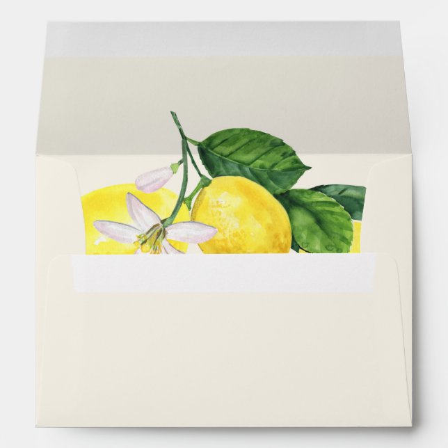 Rustic Lemon Citrus Boho Summer Wedding Envelope (Back (Bottom))