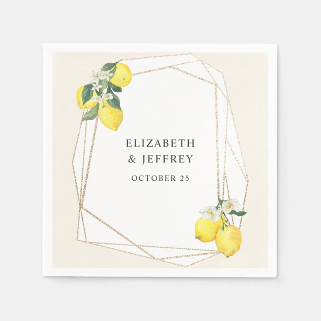 Rustic Lemon Citrus Boho Summer Wedding Napkin (Front)
