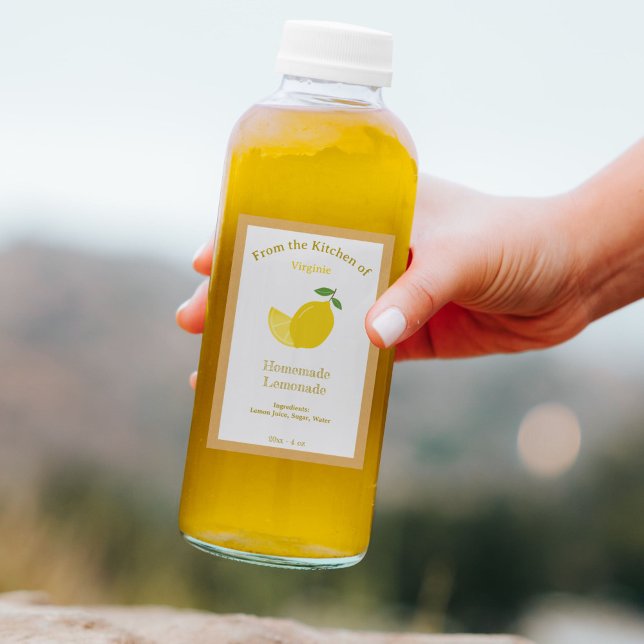 Rustic Lemon & Lemonade Bottle Label Sticker (Rustic Lemonade Bottle Label Sticker)