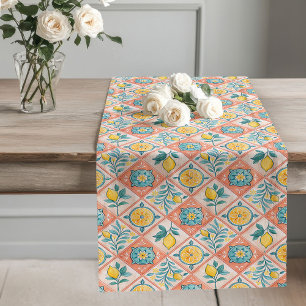 Rustic Lemon Mediterranean-Inspired Ornate Pattern Long Table Runner