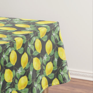 Rustic Lemon Pattern grey Kitchen Tablecloth