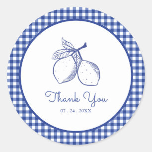 Rustic Lemon Thank You  Classic Round Sticker