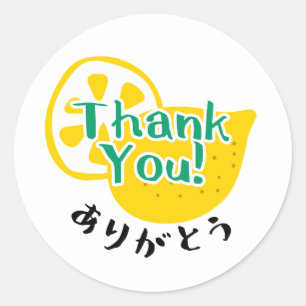 Rustic Lemon Thank You Kawaii Fruit Japanese  Classic Round Sticker
