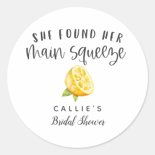 Rustic Lemon Theme Bridal Shower  Classic Round Sticker (Front)