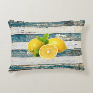 Rustic Lemons (Blue) Decorative Cushion