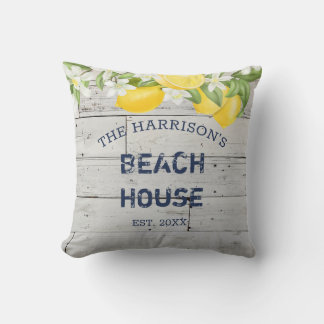Rustic Lemons Family Name Porch  Throw Pillow