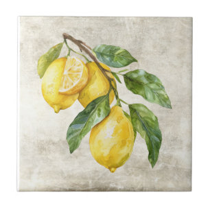 Rustic Lemons Shabby Chic Cottage Ceramic Tile