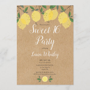 Rustic Lemons Sweet 16 Party Birthday Invitation
