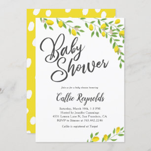 Rustic Lemons Yellow Baby Shower Invitation