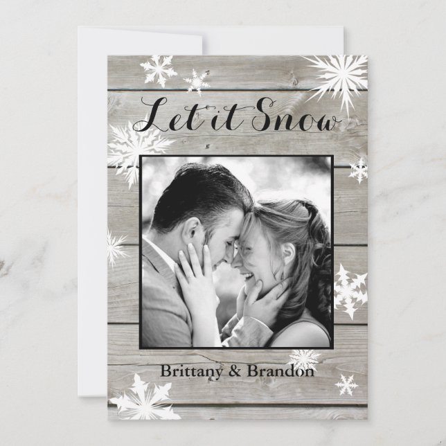 Rustic Let it Snow Holiday Photo Card (Front)