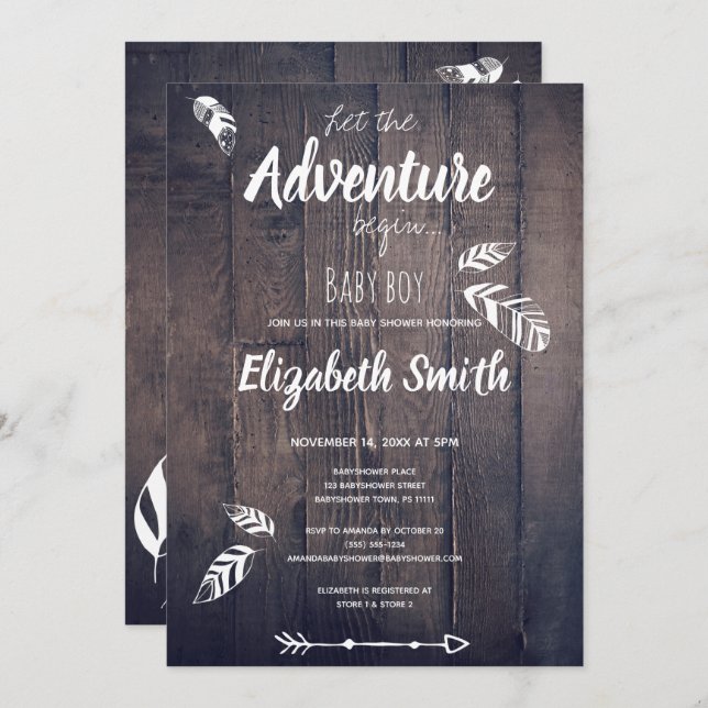 Rustic Let the adventure begin.. Invitation (Front/Back)