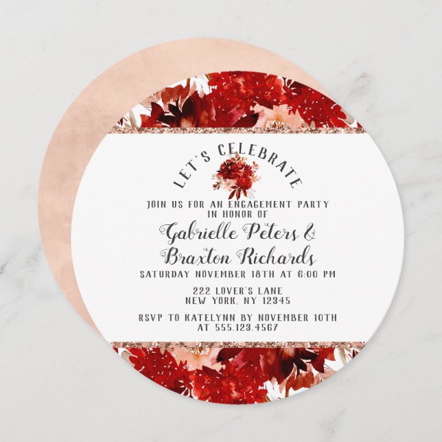 Rustic Let's Celebrate Engagement Party Invitation (Front/Back)