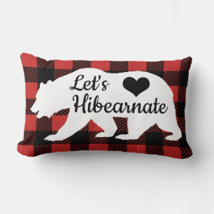 Rustic Let's Hibearnate Buffalo Lumberjack Plaid Lumbar Cushion