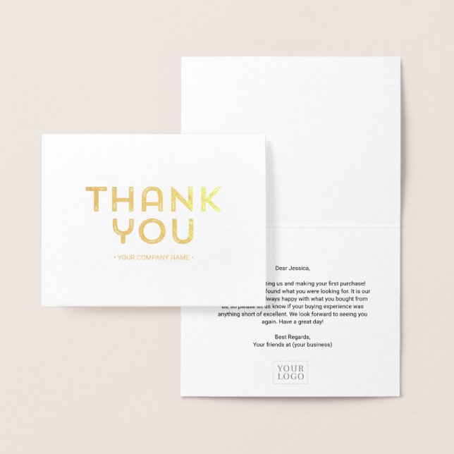 Rustic Lettering Business Thank you Gold Foil Card (Display)