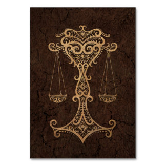 Rustic Libra Zodiac Sign on Stone Effect Table Number