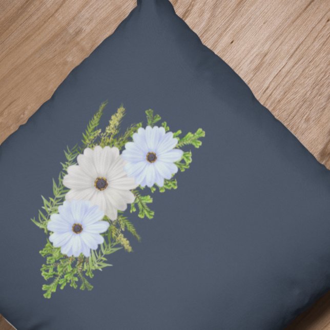 Rustic Light Blue and White Floral Cushion (Creator Uploaded)