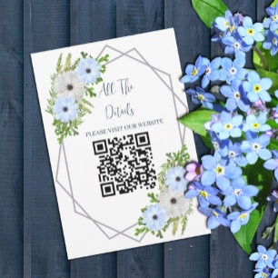 Rustic Light Blue and White Floral Quinceañera Enclosure Card