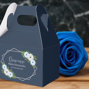 Rustic Light Blue and White Floral Quinceañera Favour Box