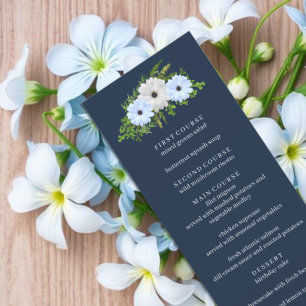 Rustic Light Blue and White Floral Quinceañera Menu