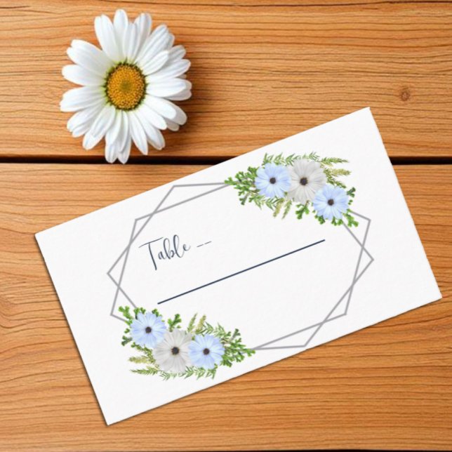 Rustic Light Blue and White Floral Quinceañera  Place Card (Creator Uploaded)