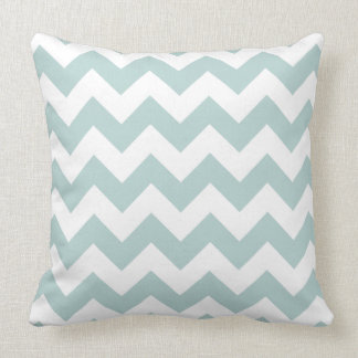 Rustic Light Blue Chevron Stripes Farmhouse Pillow