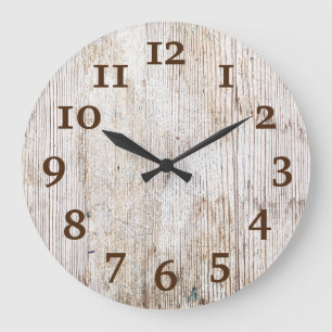Rustic Light Brown Weathered Wood  Large Clock
