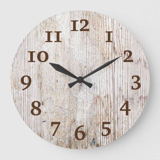 Rustic Light Brown Weathered Wood  Large Clock (Front)