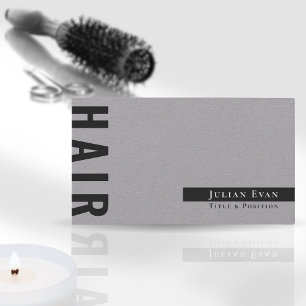 Rustic Light Grey Monochrome Hair Stylist Barber Business Card
