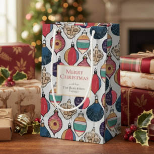 Rustic Light Grey Xmas Ornaments Small Gift Bag