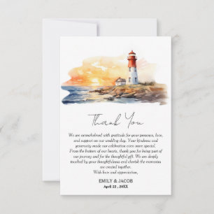 Rustic Light House Sea Side Nautical Wedding Thank You Card