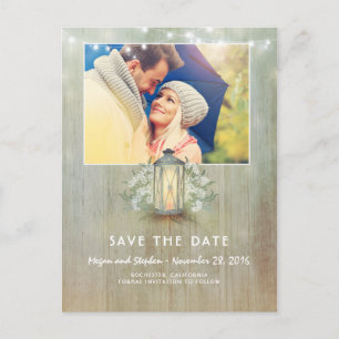 Rustic Light - Iron Lantern Photo Save The Date Announcement Postcard