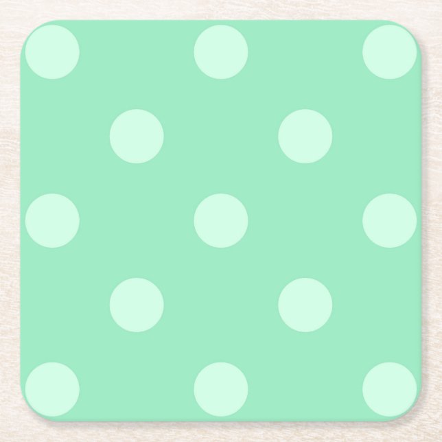 Rustic Light Mint Green Dots Classic Elegant Blank Square Paper Coaster (Front)